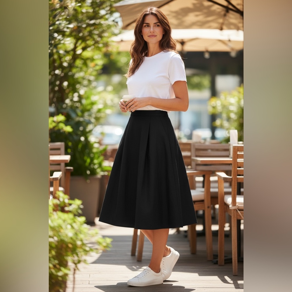 Banana Republic x Mad Men Midge A-Line‎ Skirt Black Linen Blend Retro 60s Size 6